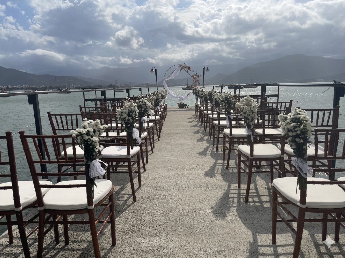 Cerimônia de casamento no pier do 1819 Marine Hotel